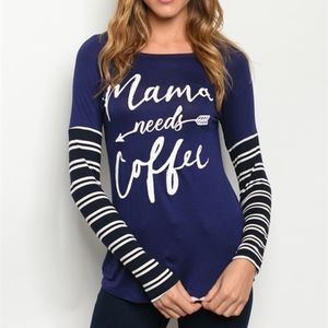 New Junior's Boutique Coffee graphic striped long